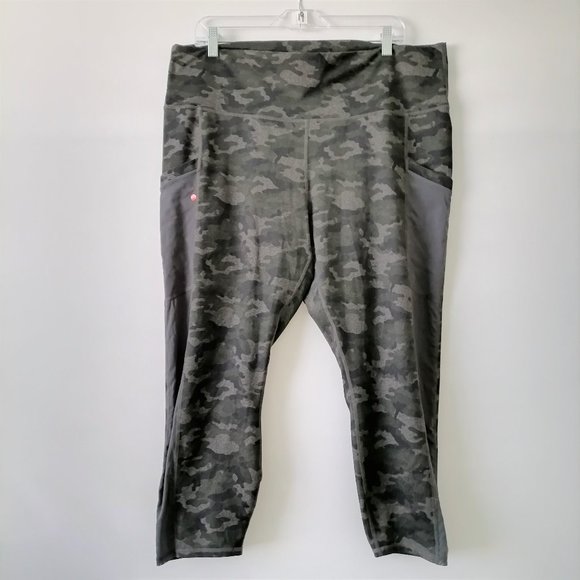 Fabletics Power Hold Womens Camouflage High Rise Activewear Capri Leggings - Picture 1 of 7